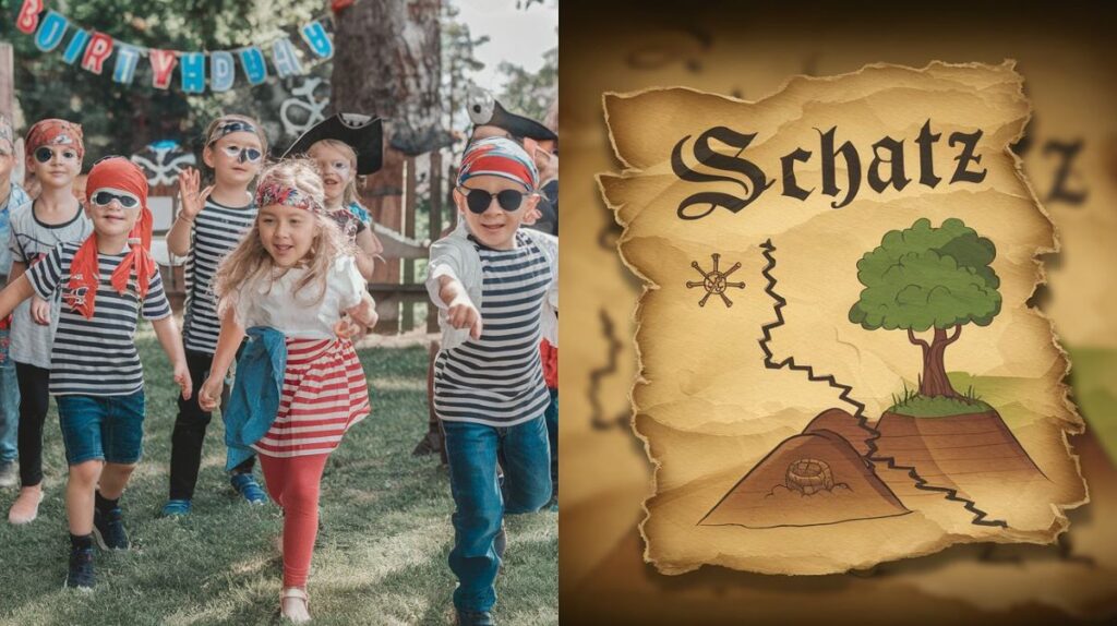 Schatzsuche auf einem Piraten Kindergeburtstag